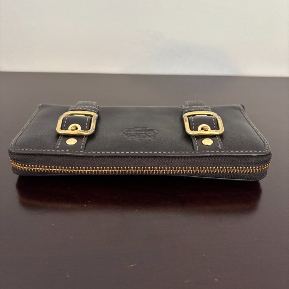 Coach Zoe Black Leather Zip Around Accordion Wallet - Picture 4 of 8
